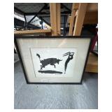 Framed 14x11' Artwork Featuring Bull and Matador
