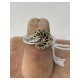 Sterling and 14K Filigree Heart Ring