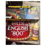 Domino Rally Game and Olde English Sign
