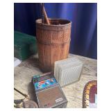 Empire Radio, Glass Blocks, and Rustic Barrel