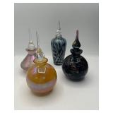 Four Art Glass Perfume Bottles