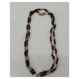 Gold-Tone and Garnet Beaded Necklace
