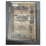 Framed Assorted Historical Banknotes Display