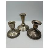 3 Sterling Silver Candlesticks