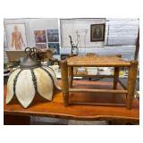 Tiffany-Style Lamp and Wicker Stool