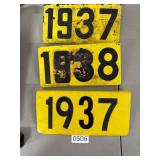 3 Enamel Year License Plates