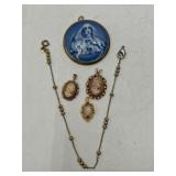 Gold-Filled Jewelry & Porcelain Pendant