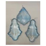 Nine Blue Glass Prism Ornaments