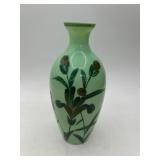 French Opaline Vase with Floral Design