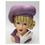 Relpo Ceramic Lady Head Vase, 7' Tall