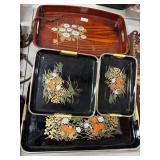 Vintage 4 Pc Japanese Asian Trays