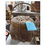 Native American Painted Feather Basket