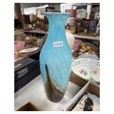 Art Glass Vase with Blue and Brown Tones