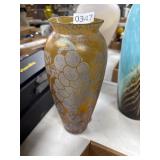 Amber Glass Vase With Grapevine Design