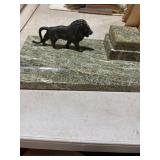 Marble Desk Accessory With Metal Lion