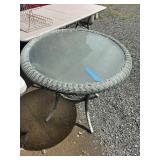 Glass-Top Wicker Patio Table