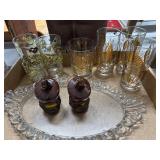 MCM Drinking Glass and Glass Tray Set