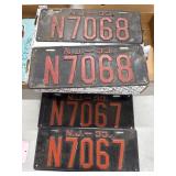 Two Sets Vintage NJ License Plates, 1933