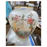 Satin Glass Vase with Painted Design
