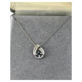 10K Sapphire Diamond Pendant Necklace