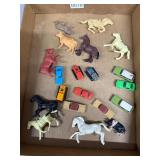 Vintage Plastic Toy Lot with Animals and Cars