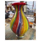 Multicolored 15-Inch Art Glass Vase