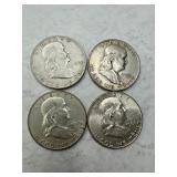 Four Benjamin Franklin Half Dollars