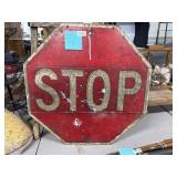 Vintage Heavy Crackled Red Stop Sign
