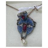 Egyptian Revival Plique-a-Jour Necklace