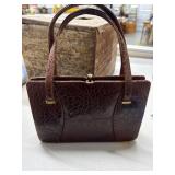 Croc-Style Leather Handbag