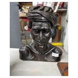 Carved Wood Bust Sculpture, 12 Inches