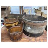 3 Wooden Primitive Buckets