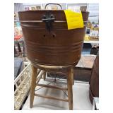 Metal Hat Box and Vintage Stool