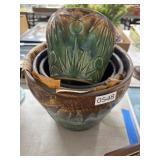 4 Pottery Planters Signed RRR Co