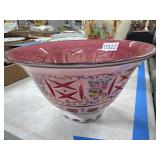 Pink Hand-Painted Glass Bowl, 10-Inch