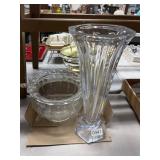 Two-Piece Glass Lot: Vase and Basket