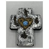 Mexican Folk Art Tin and Wood Cross