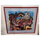 Framed Artwork Signed Almada Ramos 1987