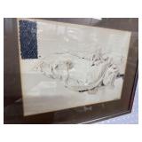 Framed 1970 Pen and Ink Drawing