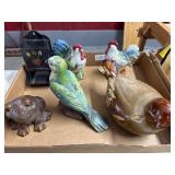 Ceramic Figurines and Tin Holder