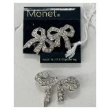 Monet Bow Brooch and Clip Earrings Set