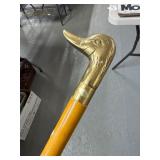Brass Duck Handle Cane with Wooden Shaft