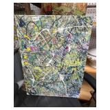 Abstract Splatter Painting on Canvas