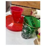 Green and Red Glassware Set