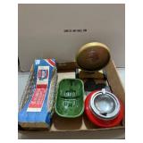 Box Lot with Clock, Ashtray, and Dish