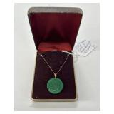 10K Gold Chain with Jade Rose Pendant