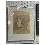 Framed Portrait Sketch on Paper