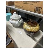 Two Decorative Teapots with Stamps