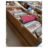 Wooden Crate With Assorted Fabric Pieces
