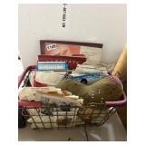 Basket of Sewing Patterns and Supplies